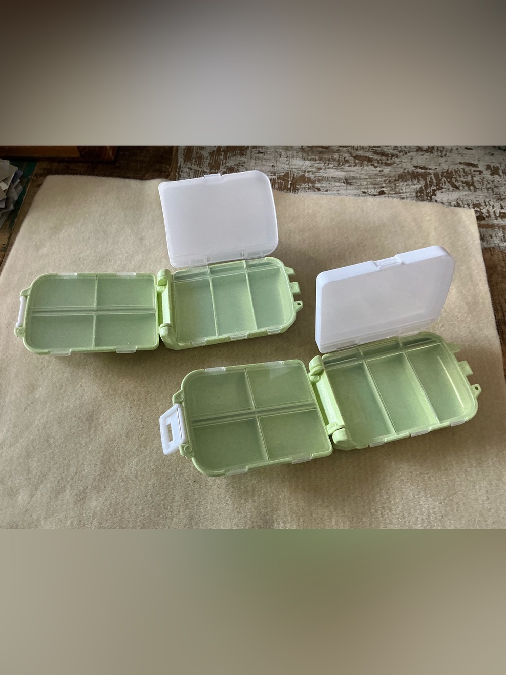Set of 2 Mint Green Pill Organizers with White Lids